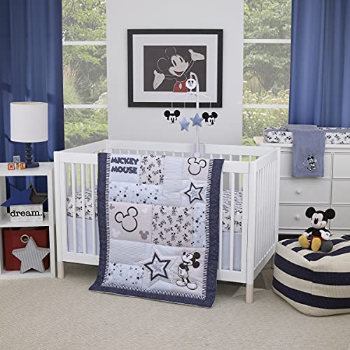 NoJo Disney Mickey Mouse - Timeless Mickey White & Black Fitted Crib Sheet, Black, White