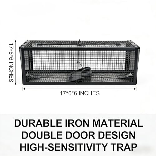 17-inch Large Double-Entry Humane Rat Trap with a Sturdy Metal cage, Suitable for Chipmunk and mice, Featuring a Highly Sensitive Trigger Pedal, for Indoor and Outdoor use