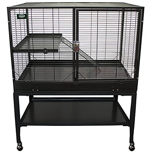 Durable All-Metal Mansion Cage for Chinchillas, Rats, Ferrets, Degus (2-Level) - size: 2-Level Cage