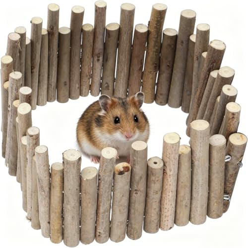 11.8in Hamster Fence, Flexible Adjustable Hamster Wooden Bridge, Safe Chewable Hamster Ladder for Hamster Cage Decor Turtles, Rat, Lizards, Rodents