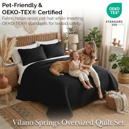 Southshore Fine Living, Inc. Quilts Queen Size Sets, Full Quilt Bedding Set, Pet Hair Resistant Bedding Coverlet Queen Size, Full Size Quilt, Microfiber Bedspread with 2 Pillow Shams, Black Quilts - color: 09 - Black, size: Full / Queen