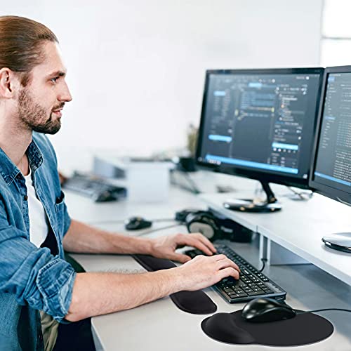 KTRIO Keyboard Wrist Rest & Mouse Pad with Wrist Rest, Black | Memory Foam Wrist Support, Ergonomic Design, Non-Slip Base, Office and Home Use - color: Black
