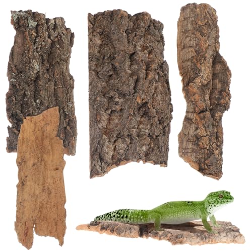 YARNOW 4pcs Reptile Bark Decoration Wooden Animals Cork Bark Lizard Tank Accessories Snake Spiders Bark Reptile Hideout Cork Wood Tank Snake Hide Reptile Tree Bark Decor Decorative Bark