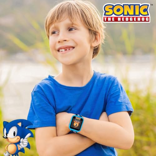 Sonic the Hedgehog Kids Smart Watch - Interactive Touchscreen with Games, Selfie Camera, Step Tracker, Alarm, and Printed Silicone Strap - Fits Wrists 5.5" to 8.0" - color: Sonic Speed