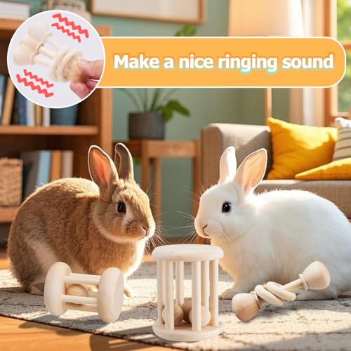 AOWPFVV Wooden Bunny Toys,Safe Rabbit Toys for Guinea Pigs,Small Animals | Teeth Grinding,Enrichment,Boredom Breaker,Chew Toys for Chinchillas,Hamster,Rats Indoor&Outdoor
