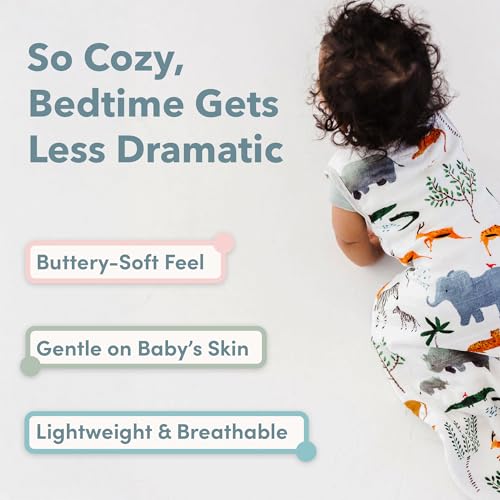 Loulou Lollipop Lightweight Muslin Wearable Baby Blanket Sleeping Bag, Unisex Infant Toddler, 0.5 TOG, 2-Way Zipper Sleepsack - color: Smiley Sharks, size: 6-18 Months