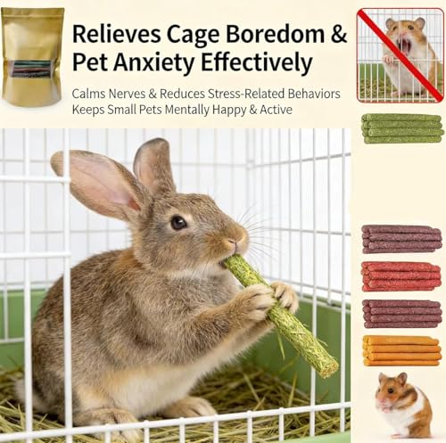 56Pcs Chew Treat Rabbit Toys for Teeth Health | Natural Bunny Enrichment Toys for Boredom & Stress Relief, Keep Busy Toys for Guinea Pig Chinchilla Hamster Rat Gerbil Degu - color: 29PcsX2