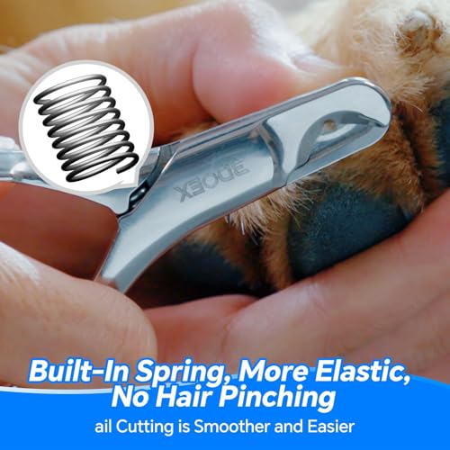 Nail Clippers Set with File for Dogs Cats, Non-Slip Grip | Clipper + File 2-in-1 Set, Stainless Steel Blades, Non-Slip Handle, Iron Storage Box, for Small to Large Pets