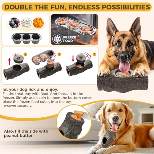 Mankoda Dog Frozen Treat Toy to Keep Them Busy - Chew for Medium/Large Dogs | Heavy Duty Indestructible Toy for Aggressive Chewer, Interactive Puzzle, Fillable Lick Toy with Frozen Mold, Boredom&Anxiety - color: Brown-1 Pack