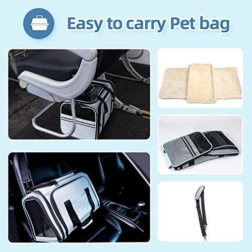 Cat Dog Airline Approved Expandable Pet Carrier for Small Pets | Removable Pad, Pockets, TSA Compliant, Soft-Sided, Breathable Mesh Window - size: 43.0"L x 32.0"W x 12.0"H