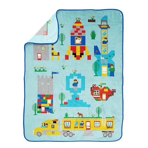Jay Franco Kids Plush Throw Blanket – Soft & Cozy Fleece Throw for Bedroom & Couch Décor, Official Licensed Product, Blue - LEGO®, 46x60 - Throw Blanket - color: Blue - Lego, size: 46x60 - Throw Blanket
