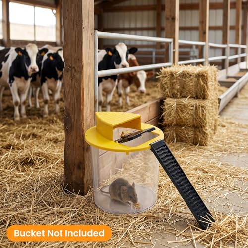 Bucket Mouse Trap- 5 Gallon Bucket Mouse Trap Lid Mouse Rat Trap- Automatic Reset Flip and Slide Mouse Trap Humane Mouse Rat Traps for Indoor Outdoor Use Pet Friendly (Yellow-2packs)