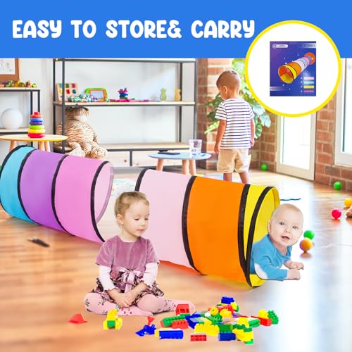Kids Play Tunnel,Pop Up Crawl Through Tunnel Play Tent for Baby Kids Children or Pet,Foldable Pop Up Tents with Carry Bag (Pink Colorful Tunnel) - style: Pink Colorful Tunnel