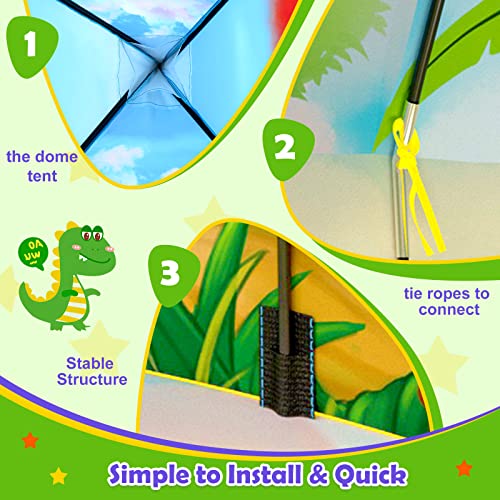 PigPigPen 3pc Dinosaur Play Tent for Kids, Baby Ball Pit, Crawl Tunnel, Castle Tents for Toddlers, Children Indoor & Outdoor Playhouse Toys, Perfect Kid’s Gifts - style: 3PC Dinosaur Tent