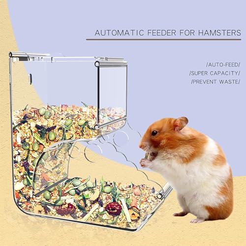 Automatic Hamster Feeder, Clear Acrylic Automatic Pet Feeder Pet Food Dispenser, Hamster Food Bowl Guinea Pig Food Dispenser for Small Animal Feeding & Watering Supplies (L) - size: L