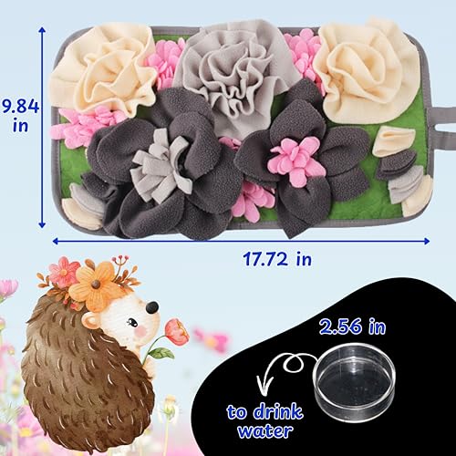 Foraging Mat For Hedgehog Enrichment Toys, Hedgehog Toys For Cage and Water Bowl, Interactive Feeding Toy For Small Pet, Rabbit Foraging Mat, Hedgehogs Accessories, Guinea Pig Toy (Gray, 17.7x9.8in) - color: Gray
