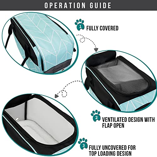 PetAmi Dog Purse Carrier for Small Dogs Cats, TSA Airline Approved Soft-Sided Pet Carrier with Pockets, Ventilated Travel Tote Bag with Bed & Shoulder Strap, Puppy Kitten, Max 12 lbs, Chevron Teal - color: Chevron Teal