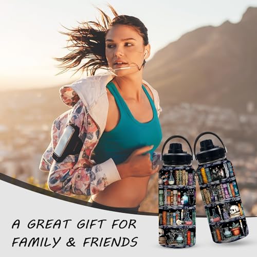 Book 32oz Water Bottle, Leak-proof Bottle, Stainless Steel Cup | 32oz Insulated Tumbler, with Handle & Lid Reusable Coffee Mug, Christmas Birthday Gift for Book Lovers Readers - color: Book