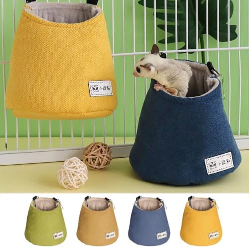 Hamster Hanging Bed Warm Hamster Nest Mat Soft Squirrel Bed Cage Pet Hammock Hanging Winter Sugar Glider Pouch(Green) - color: green