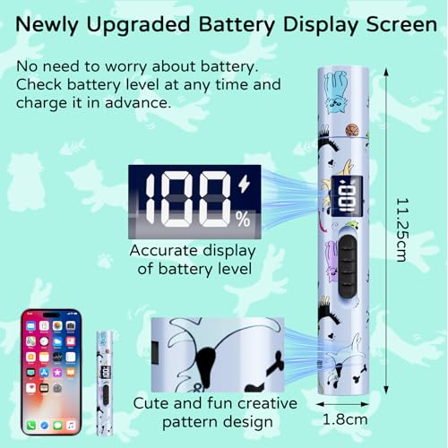 TBTeek Cat Toy, Rechargeable, Battery Screen, Cute Fun Creative Body | 7 Adjustable Patterns for Fun Chase Play Exercise Interactive Kitten Pet Dog Chase Toy - size: 1pc battery display