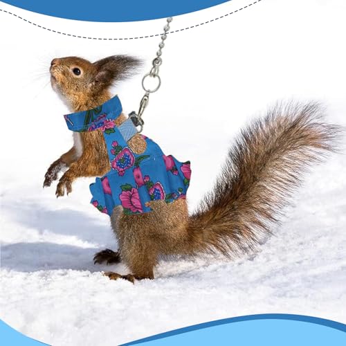 Guinea Pig Harness Skirt Clothes and Leash, Adjustable Hamster Ferret Harness and Leash Set, No Pull Walking Vest for Ferrets, Chinchillas and Similar Small Animals (Blue S) - color: Blue, size: S