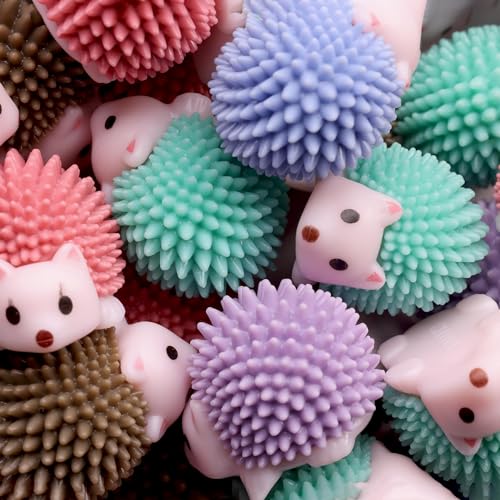 Entervending Hedgehog Toy Figurines - Wild Life Animal Figures in Gift Box - 30 Pcs - Figurines Party Favors for Kids - Cake Toppers – Woodland Decoration Playset - Cognitive Toys
