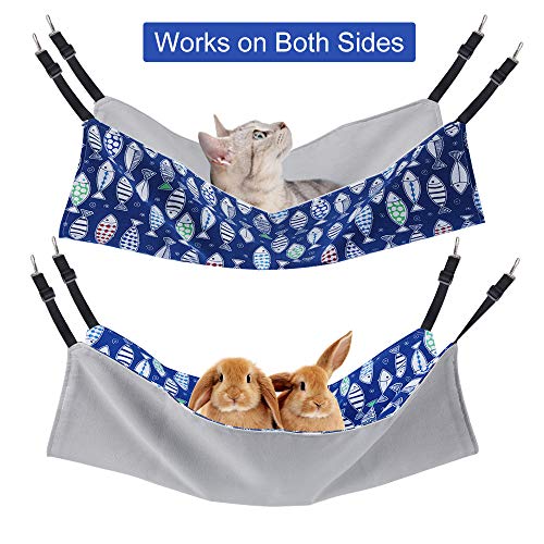Cat Hammock Bed for Cage, 22x18 inch Adjustable Hanging Cat Hammock | Reversible Soft Perch Pad, Ideal for Indoor Cats, Kittens, Ferrets, Puppies & Small Pets, Suited for Rest & Sleep