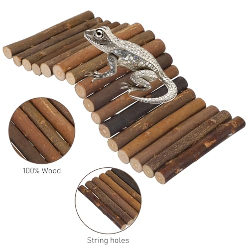 Natural Wood Hideout Hamster Bridge Tunnel Ladder Hamster Cage Accessories Small Animal Molar Chew Toys Reptile Tank Habitat Decor Hiding Hut for Chinchillas Lizards Mice Spiders Rabbit Brown