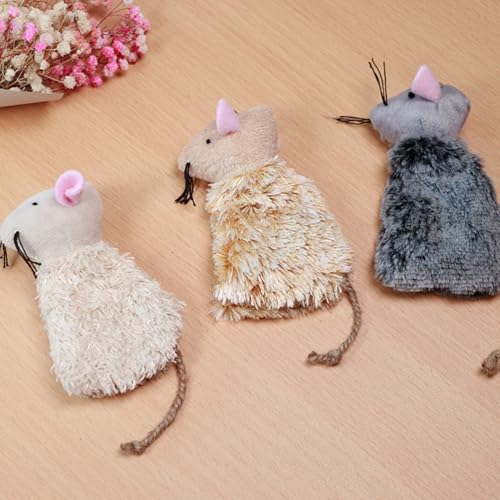 Ipetboom Refillable Catnip Cat Toys, 3pcs Cat Chewing Toys Cartoon Mouse Shaped Pet Plush Cartoon Doll for Kittens Teething and Playtime Fun
