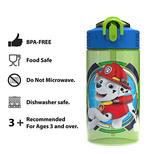 Zak Designs Paw Patrol 16oz Leak-Proof Straw Kids Water Bottle, Plastic - color: Paw Patrol, size: 16 Ounces