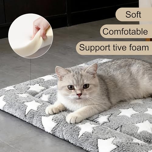 Dog Crate Mat, 4 Piece Reversible Pet Bed, Polyester, Machine Washable, Small Dogs & Cats, Rectangular (Gray Star, 18" L x 14" W x 1.5Th) - color: Grey Star-4pcs, size: 18"L x 14"W x 1.5"Th