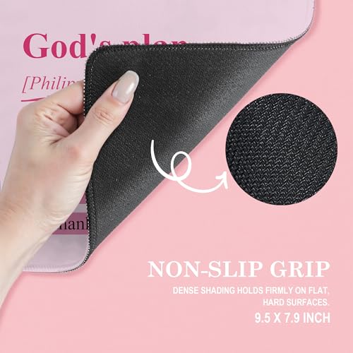 Pink Christian Mouse Pad, Philippians 4:6 God's Plan Bible Verse Mouse Pads Mousepad for Desk Home Office Dorm Computers Laptop, Religious Office Supplies Desk Accessories, 9.5x7.9 Inch - color: 20Child
