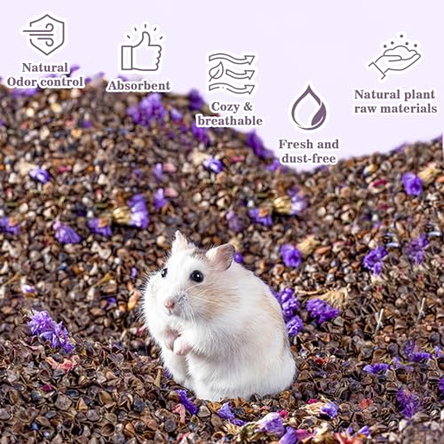 Sukh 10.5oz Hamster Rabbit Bedding Mate - Natural Flower Herb Bedding Mix | Small Animal Cage Blend for Guinea Pig Bedding, Gerbil, Chinchilla Habitat Decor, Nesting Areas, Cage Refresh and Supplies