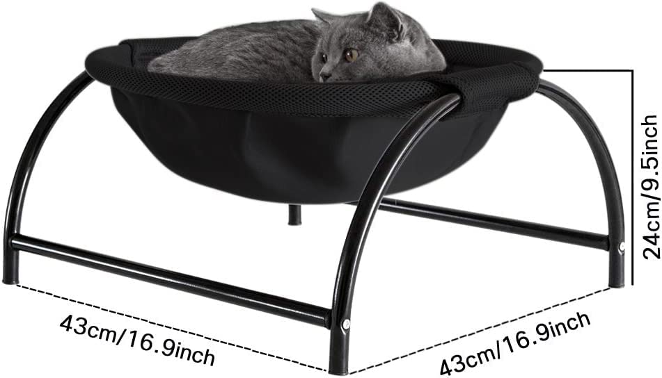 Cat Bed Sleeping Cat Hammock, 16.9in x 16.9in x 9.5in, Black | Cat Supplies Pet Supplies Whole Wash Stable & Breathable Easy Assembly Indoors Outdoors, 16.9 in x 16.9 in x 9.5 in - color: Black, size: 16.9"L x 16.9"W x 9.5"Th (Mesh)