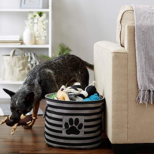 Bone Dry 5743 Pet Storage Collection Striped Paw Patch Bin, Medium Round, Black - color: Black, size: Medium Round