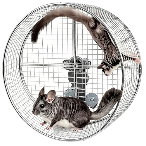 11.8" Silent Chinchillas Wheel Stainless Steel Chinchilla Exercise Wheel | Quiet Running Wheel for Chinchilla Hamster Rodent Wheel for Syrian Hamsters,Sugar Gliders,Hedgehogs,Squirrels and Small Pets