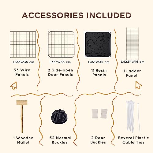 PawHut 47 Panels Pet Playpen Small Animal Playpen with Doors 14" x 14" | Portable Metal Wire Yard Bunny Pen, Guinea Pigs, Chinchillas