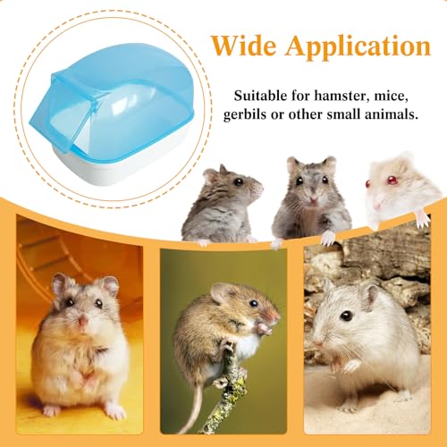 Hamiledyi Hamster Bathtub Dwarf Hamster Bathroom Sand Bath Container Sauna Room Plastic Sand Bath Box House for Gerbils Mice or Other Small Pets Animals(Blue,Small Size)