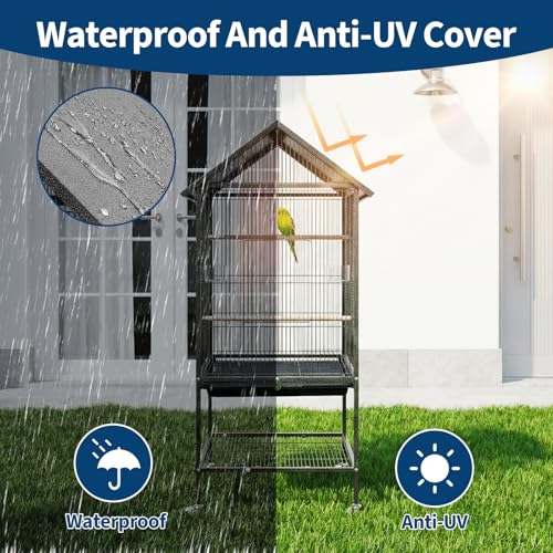 Garvee 50" h Bird Cage, Outdoor Large Parakeet Cage with Roof, Storage Shelf for Parakeets, Cockatiels, Lovebirds