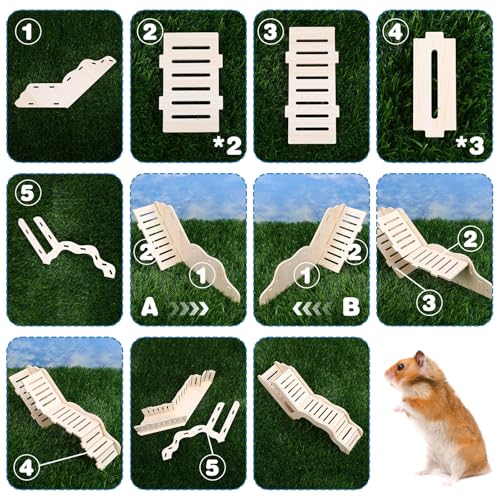 Versatile Hamster Hideout and Exploration Tunnel, Snap-Together Wooden Burrow with Panoramic Window Hamster Explorer for Gerbils Hamsters Small Pets Chew-Safe Cage Enrichment