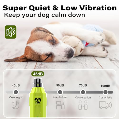 Casfuy 6-Speed Dog Nail Grinder - Newest Enhanced Pet Nail Grinder Super Quiet Rechargeable Electric Dog Nail Trimmer Painless Paws Grooming & Smoothing Tool for Large Medium Small Dogs (Green) - color: Green