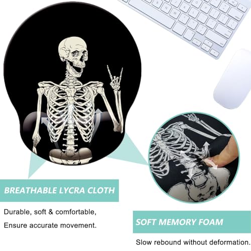 Mouse Pad with Wrist Support, Ergonomic Mouse Pad with Memory Foam Wrist Rest Cushion, Non-Slip Rubber Base Gaming Mice Pad for Home Office Computer Laptop, Human Skeleton - color: L-human skeleton