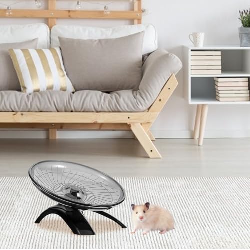 POPETPOP Silent Hamster Wheel 7.08 Inch Exercise Running Wheel for Small Pets Like Hamsters Gerbils Hedgehogs Quiet Spinning Toy for Cage Entertainment - color: Black