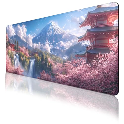 Anime Cherry Blossoms Desk Pad Mouse Pad Japanese Mountain Mount Fuji Mousepad XL Large Gaming Mouse Pad Laptop Keyboard Mat Desk Pad Office Computer Keyboard Laptop Home 31.5"x11.8" - color: Anime Cherry Blossoms, size: 31.5L x 11.8W inches