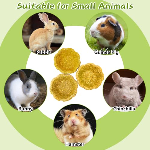 12 Pack Rabbit Chew Toys for Teeth Edible Timothy Hay Chewing Bowl Natural Guinea Pig Toys Small Animal Molar Treats for Bunny Chinchilla Mice Hamster (Yellow) - color: Yellow