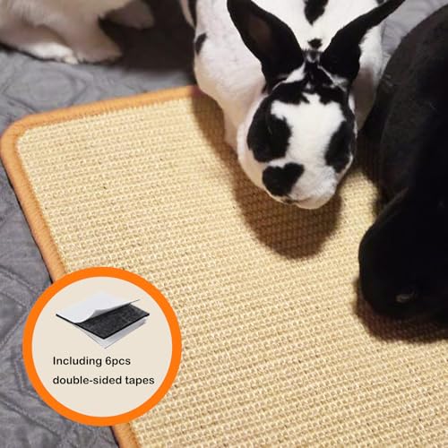 Rabbit Scratching Pad Natural Sisal Bunny Scratch Pad 16 x 12 Inch, Claws and Teeth Care Rabbit Scratcher Mats Chew Toys Indoor Bunny Accessories for Bedding Biting Sleeping Resting(1 Pack) - color: Beige-2, size: 15.7" x 11.8" (1 Pack)
