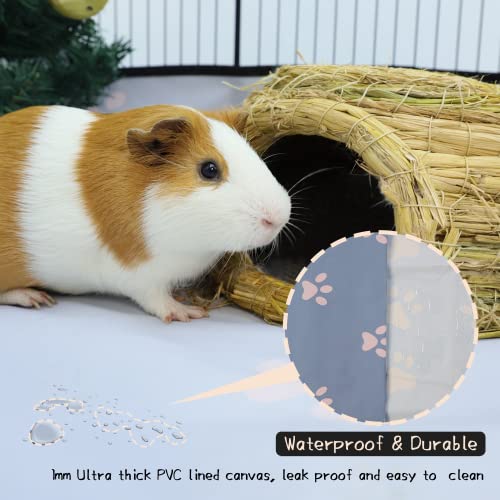 CHEGRON Guinea Pig Cages 8 Sq Ft Expandable C&C Cage Habitats for 2 Small Animal Pet Playpen Metal Grids Indoor Rabbit Fence Hedgehog Cage with PVC Bottom, 48 x 24 x 15.7 inch, 12 Panels - color: Grey-with Rope Liner