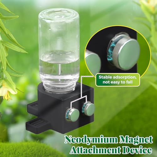 2 Pcs 10ML Jumping Spider Water Dispenser with Magnets, Black | Gravity-Fed Automatic Water Supply, Safe Material forTarantulas Enclosure/Habitat, Flexible Magnetic Installation