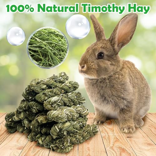 Hamiledyi 30 PCS Rabbit Chew Sticks Natural Grass Timothy Hay Sticks Handmade Guinea Pigs Chew Toys for Teeth Molar Snacks for Chinchilla Bunny Hamster and Other Small Animals - size: 0.48 Ounce (Pack of 30)