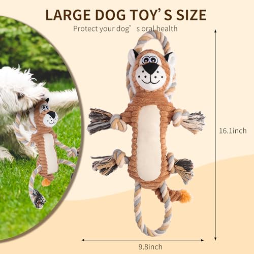 Squeaky Dog Toys Interactive Durable Rope-Infused Lion Shape Puppy Chew Toys for Small, Medium and Big Dogs - style: Lion Shape